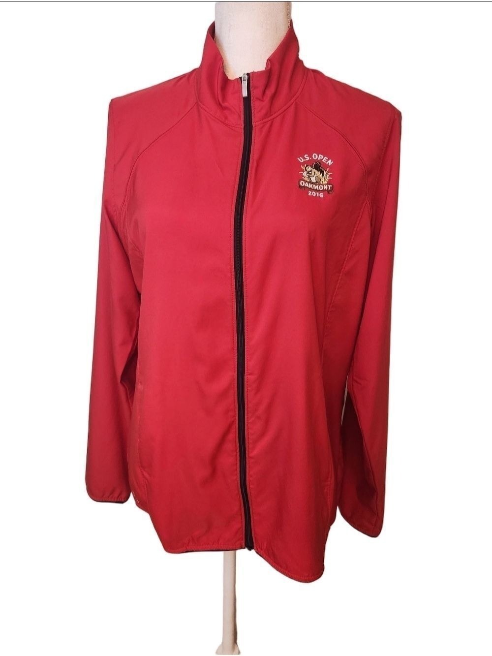 Adidas 2016 U.S. Open Oakmont Golf Jacket - Women's Red Full-Zip Climalite Sz: L - Picture 2 of 14